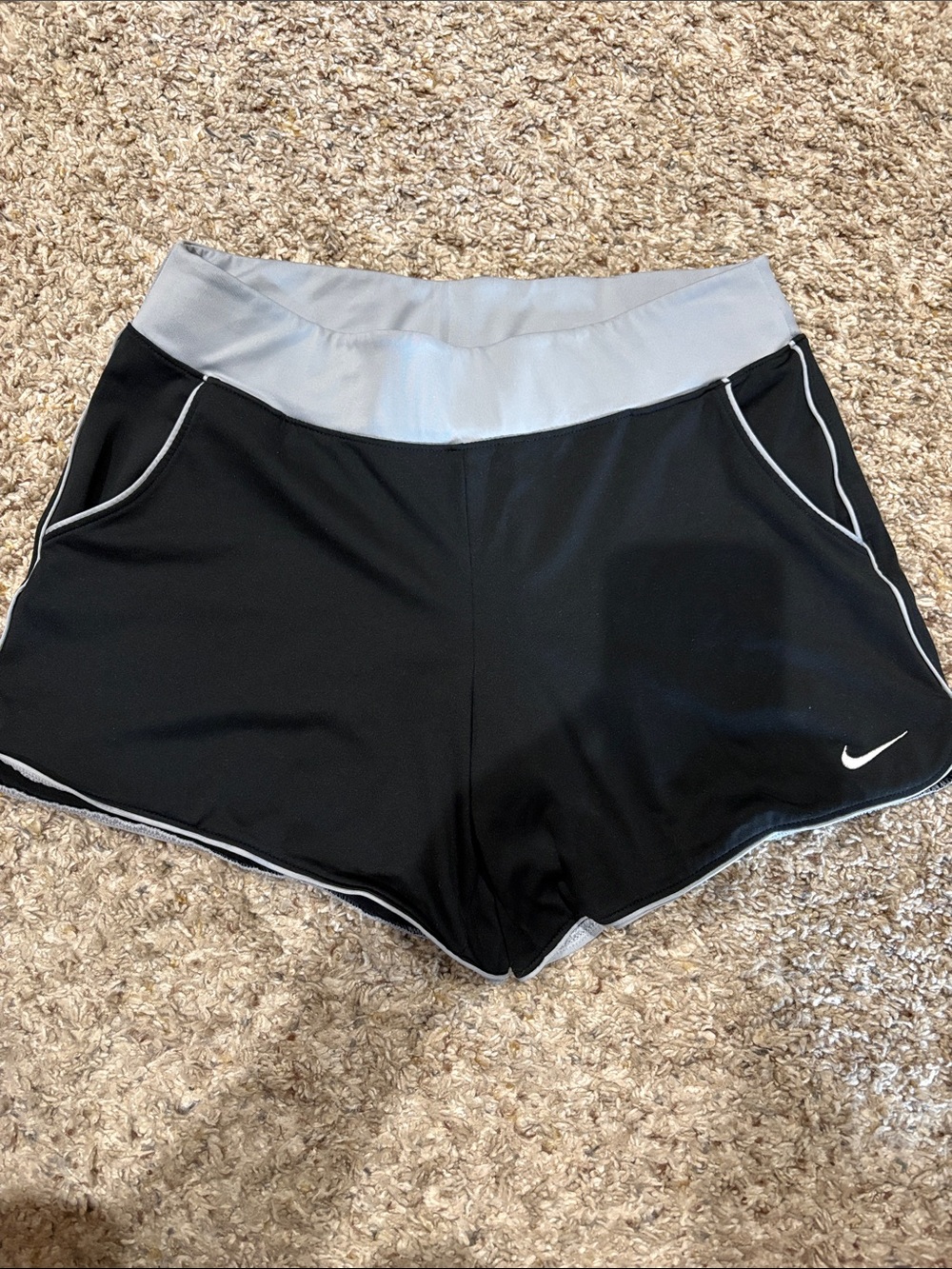 Nike Black Athletic Shorts with Light Gray Waistband